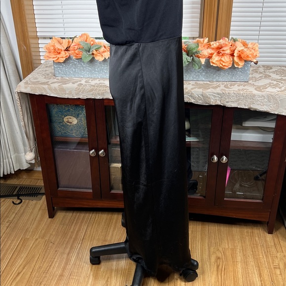 ANTHROPOLOGIE x MARE MARE Knit Slip Twofer Midi Dress Satin Black Size L NWT - Picture 7 of 9